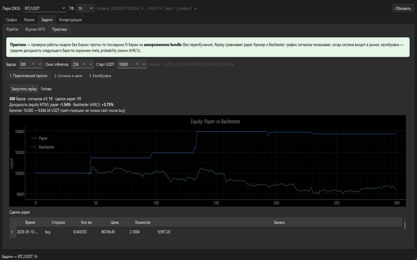 Торговая ML-система для криптовалют — экран 3
